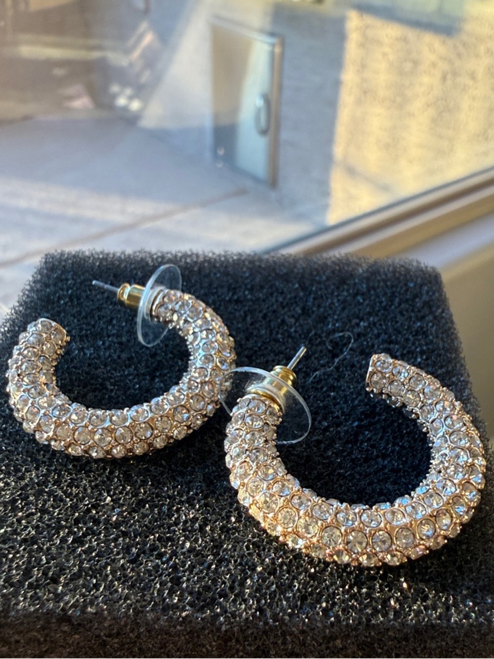 Park Lane Gold Crystal Pave Hoop Earrings